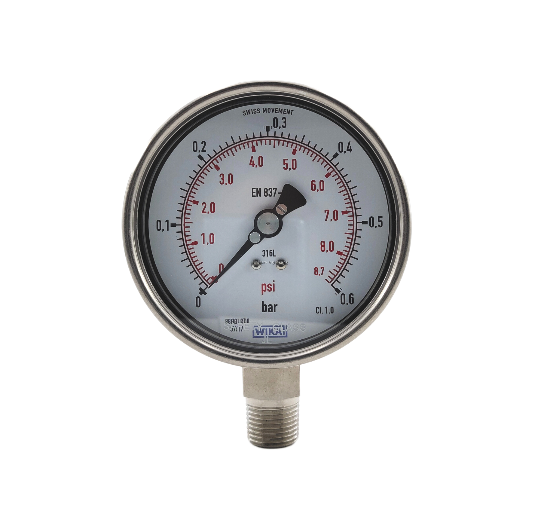 WIKA Fully Stainless Steel Pressure Gauge 232.50.100 With/Without